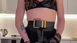 iskra humiliates herself in wild crossdressing solo with amazing cumshot