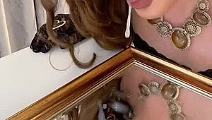 iskra humiliates herself in wild crossdressing solo with amazing cumshot