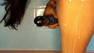 Horny Colombian Playing With Her Dildo In A Shower Maquinasperfectas!