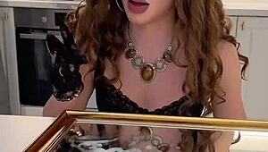 iskra humiliates herself in wild crossdressing solo with amazing cumshot