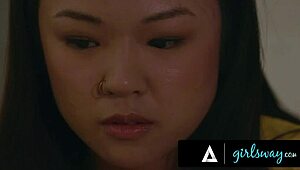 Busty MILF Lexi Luna fingers Asian teen Lulu Chu.