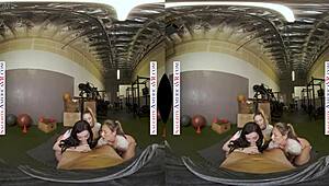 naughty america babes kyler quinn and paige owens dominate gym stud with petite licking action