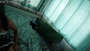 Hot Asian Maid Bent Over in Mirror