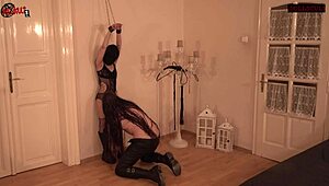 Violet in BDSM: Pussy Licking and Rimjob Contrast with European Skinny Slave.