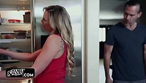 The teen couldn't resist fucking her stepdad while they watched a movie