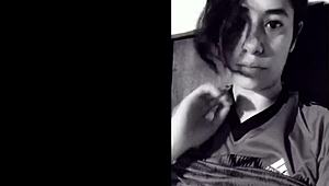 Teen with sexy vagina shows big round hot tits