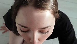 Blue-eyed teen babe hints at FUCKING her roommate via robot