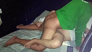 Asian chubby pregnant woman enjoys passionate sex in hotel.