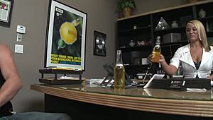 step mom uses big tits to get dick at work