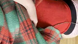 shy neighbor licks pussy intensely under blanket