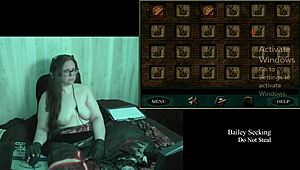 Brunette BBW with big natural tits and glasses explores the naked secrets in old clock game part 2.