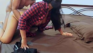 Horny indonesian bitch fucked hard by stepbrother in doggy.