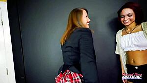 Petite hotties keyton and nica share hard cock to suck and get banged by 😘