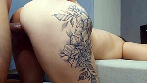 Tattooed Latina wife cheats, roughly fucks husband's old friend