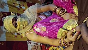 Beautiful married Indian bride enjoys quiet self-pleasure at night