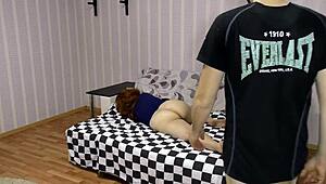 Stepson fucks sleeping milf's big tits and ass