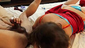 in this homemade scene, the french housewife in red satin lingerie gets nasty with rimming and deepthroat before pussy fuck and cumshot.