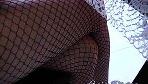 Italian blonde asia divine gets fucked on table with creampie on pussy