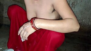 Beautiful Indian Woman Alone in Bathroom