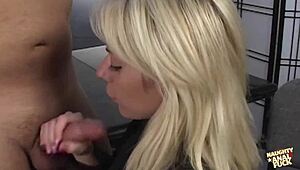 wow, watch this blonde babe get her mouth and ass fucked at work!