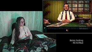 Brunette BBW with big natural tits and glasses explores the naked secrets in old clock game part 2.