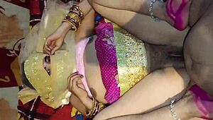 Beautiful married Indian bride enjoys quiet self-pleasure at night