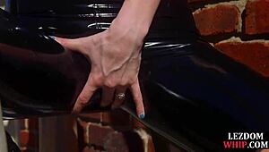 Lezdom fucks curvy ginger sub hard with dildo!