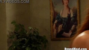 Busty lesbian slave whipped hard