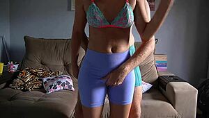 tight spandex leggings dry hump until cum in underwear