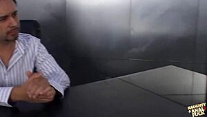 wow, watch this blonde babe get her mouth and ass fucked at work!