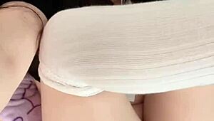 Teen uses dildo in solo play