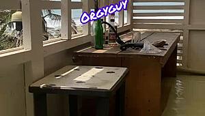 Housewife Enjoys Outdoor Flashing At Beach Resort