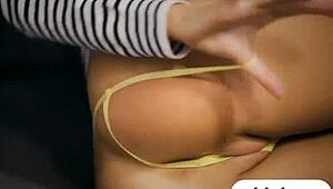 Sexy babe moans as she finger fucks her shaved pussy