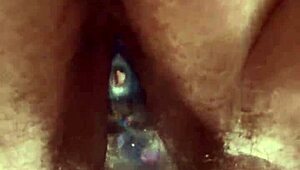 Hairy Pussy Glass Dildo Masturbation.