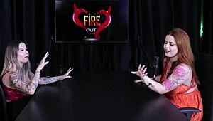 Redhead Exhibitionist Shows Huge Tits After Interview