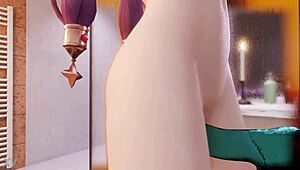 Mona Pleasures Herself In The Bathroom With A Slime Dildo, Long Hair Flowing.