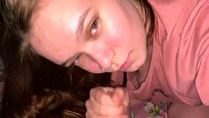 Hey, that late night cream mask pov blowjob with cum on my stepdaughter's face was intense!