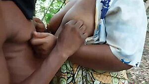 Thick Ass Ebony Babe Fucks Boyfriend Outdoors in the Bush