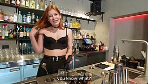 Delicious discoveries customer goes down hot bartenders lingerie