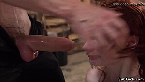 Redhead Sub Is Gagged and Anal Fucked