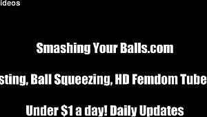 Mistress threatens to kick balls into stomach.