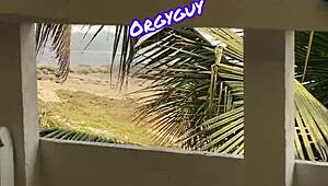 Housewife Enjoys Outdoor Flashing At Beach Resort