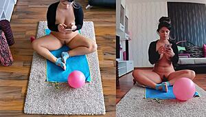 Get fit and frisky dual cam naked workout, ass worshiping and spreading.