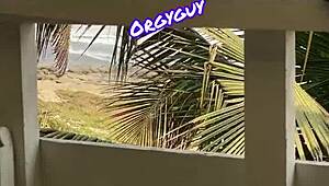 Housewife Enjoys Outdoor Flashing At Beach Resort