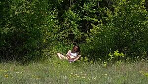 I'm touching myself in front of passersby when a jogger comes over, bends me over for doggystyle, and gives me a huge facial cumshot outdoors 😈