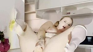 Blonde Could Not Hold Back During Living Room Activity