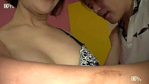 Marina Matsumoto enjoys intense standing sex with creampie.