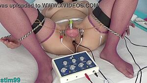 Torment this bound japanese girl with electro orgasms!