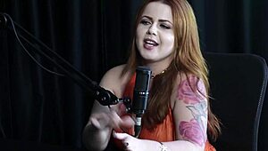Redhead Exhibitionist Shows Huge Tits After Interview