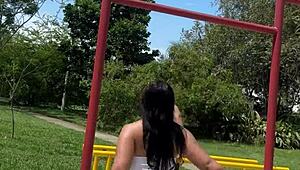 Fuck this sexy young Colombian cyclist outdoors intensely
